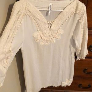 Lace appliqué white boho coverup